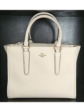 Coach F1777-14928 Crosby Crossgrain Ivory Chalk Pebbled Leather Purse Carryall